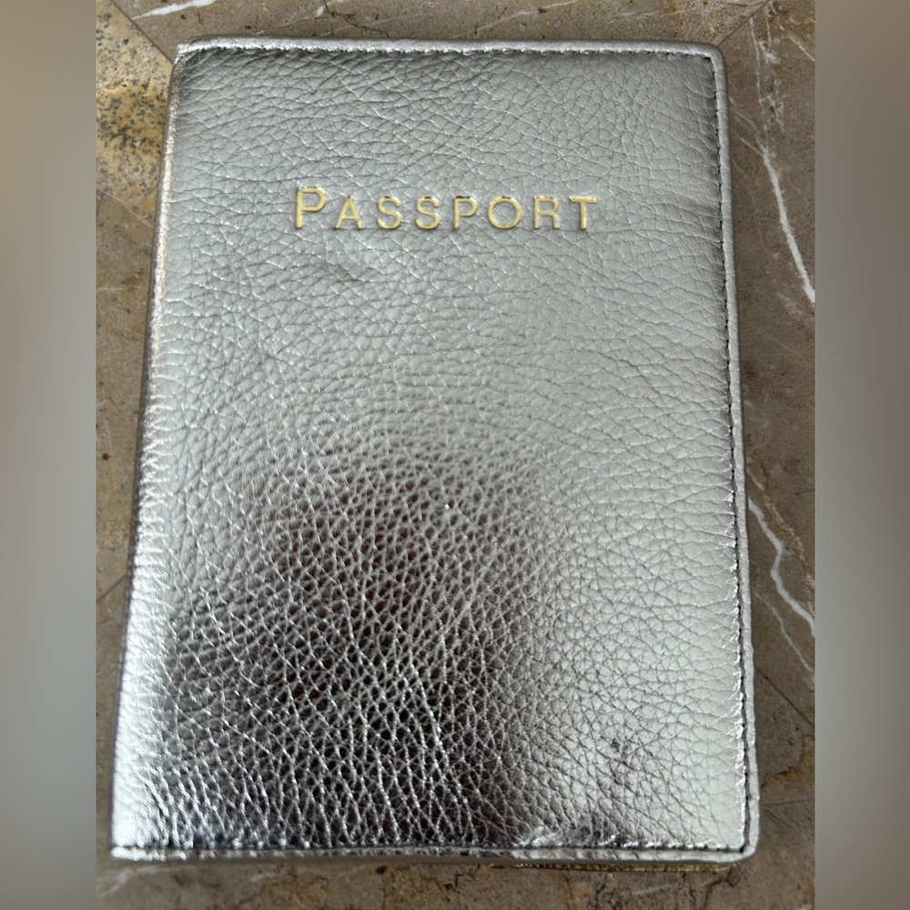J. Crew Gold Metallic Leather Passport Holder